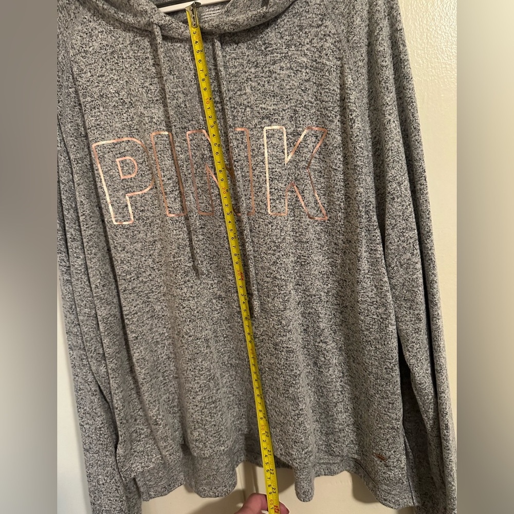 NWOT Pink Brand lightweight thin soft hoodie w/rose gold color PINK 21inL x 46W - Picture 5 of 7